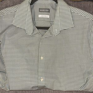 Michael Kors Regular Fit Airsoft Stretch Dress Shirt Blue 17 1/2 34/35 non-iron